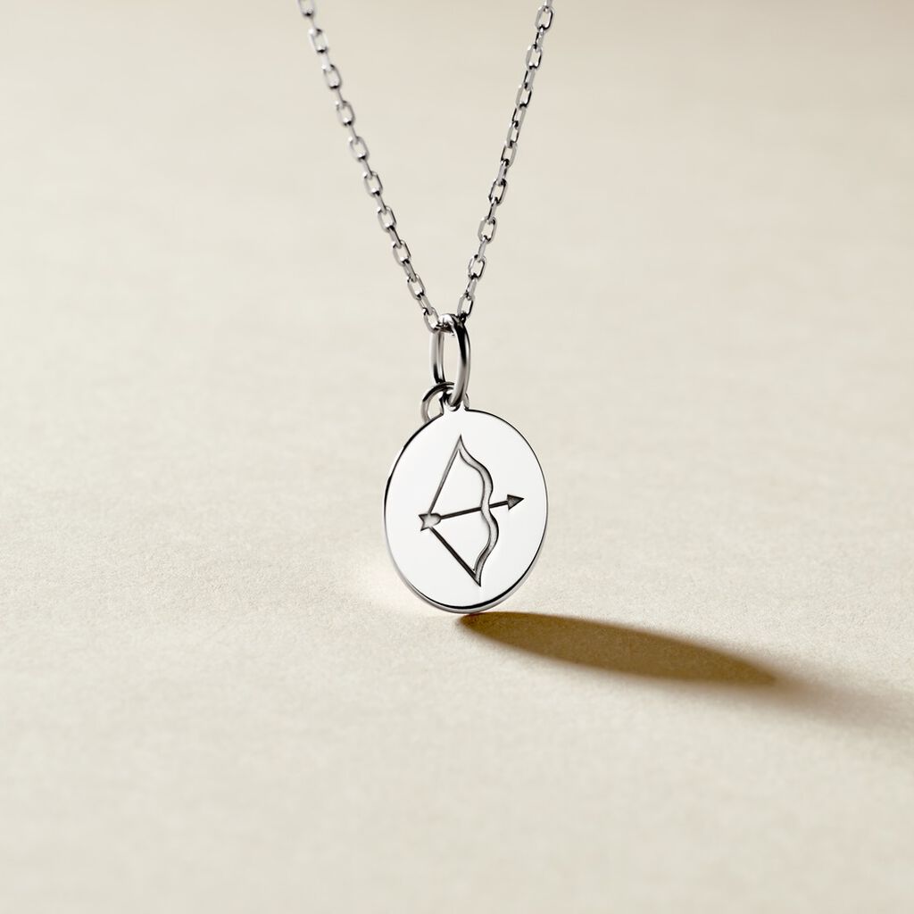 Pendentif Zodiaque Rond Argent Blanc