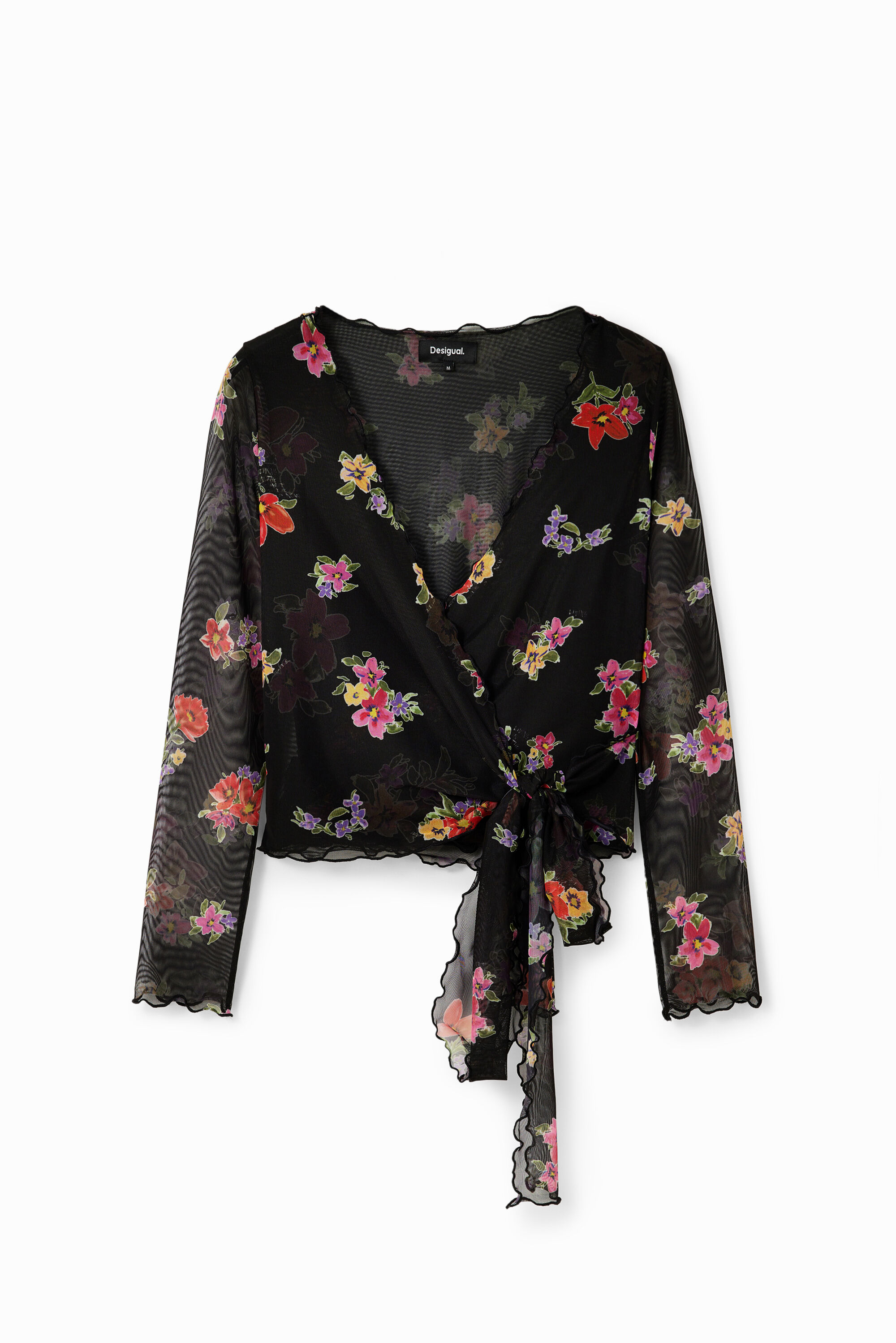 Blouse croisée tulle fleuri