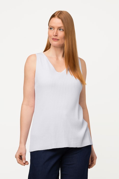 Stricktop, Rippstrick, V-Ausschnitt, ärmellos