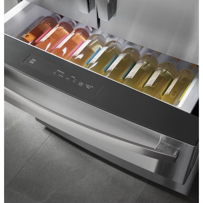 Refrigerador GE Profile de 27,9 pés cúbicos com portas francesas, máquina de gelo e porta dupla (aço inoxidável resistente a impressões digitais) ENERGY STAR