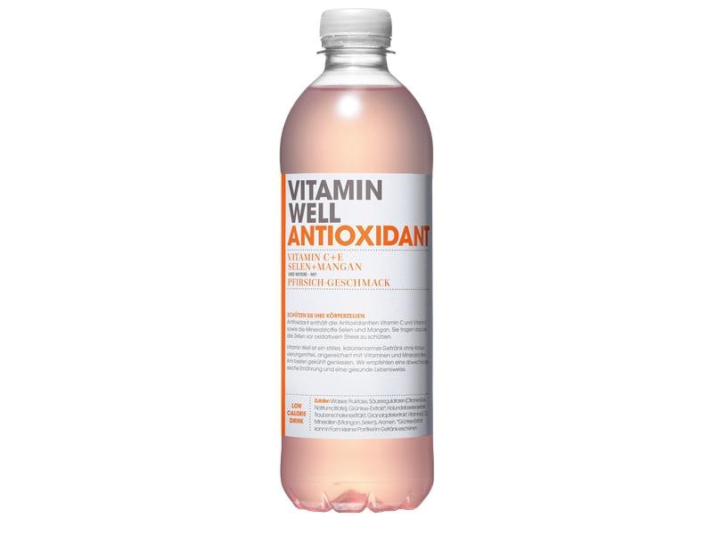 VITAMIN WELL Getränk Antioxidant 12 x 0.5 l Kalorienarmes Sportgetränk mit Pfirsichgeschmack