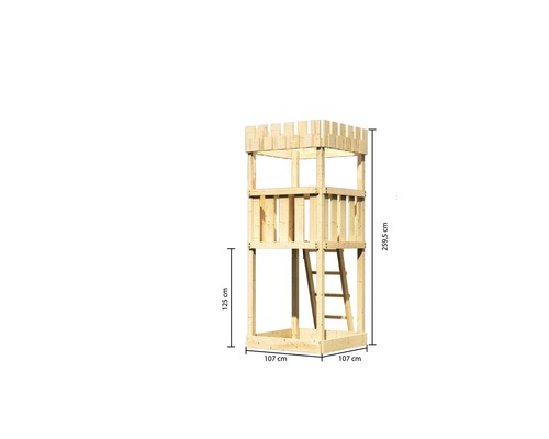 Karibu Akubi Speeltoren Ridderkasteel Leeuwenhart Hout incl. Glijbaan, Ladder en Reling
