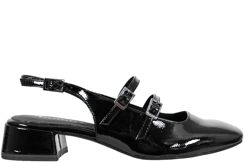 TAMARIS SLINGBACK I SORT PU LAK