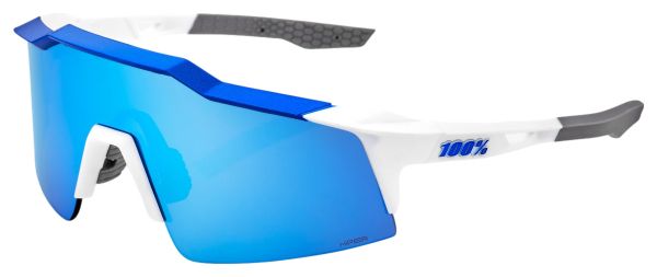 Lunettes 100% Speedcraft SL Blanc Bleu - Verres HiPer Miroir Bleu