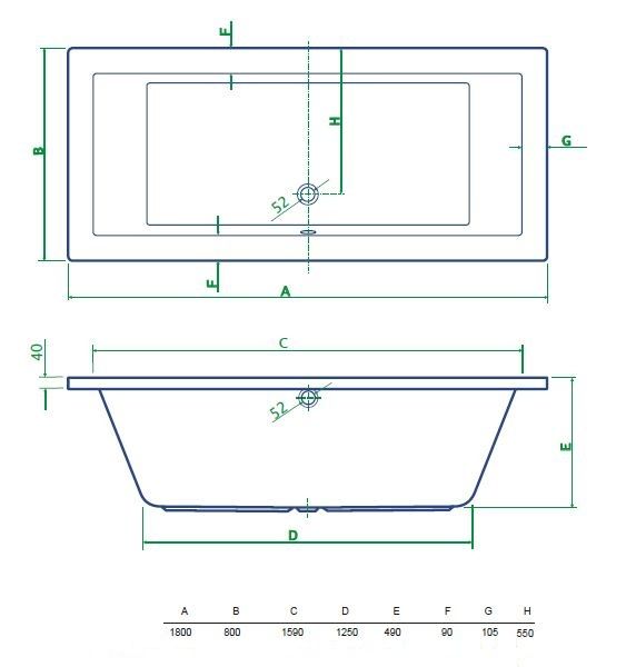 Best Design Lounge bad 180x80x49cm