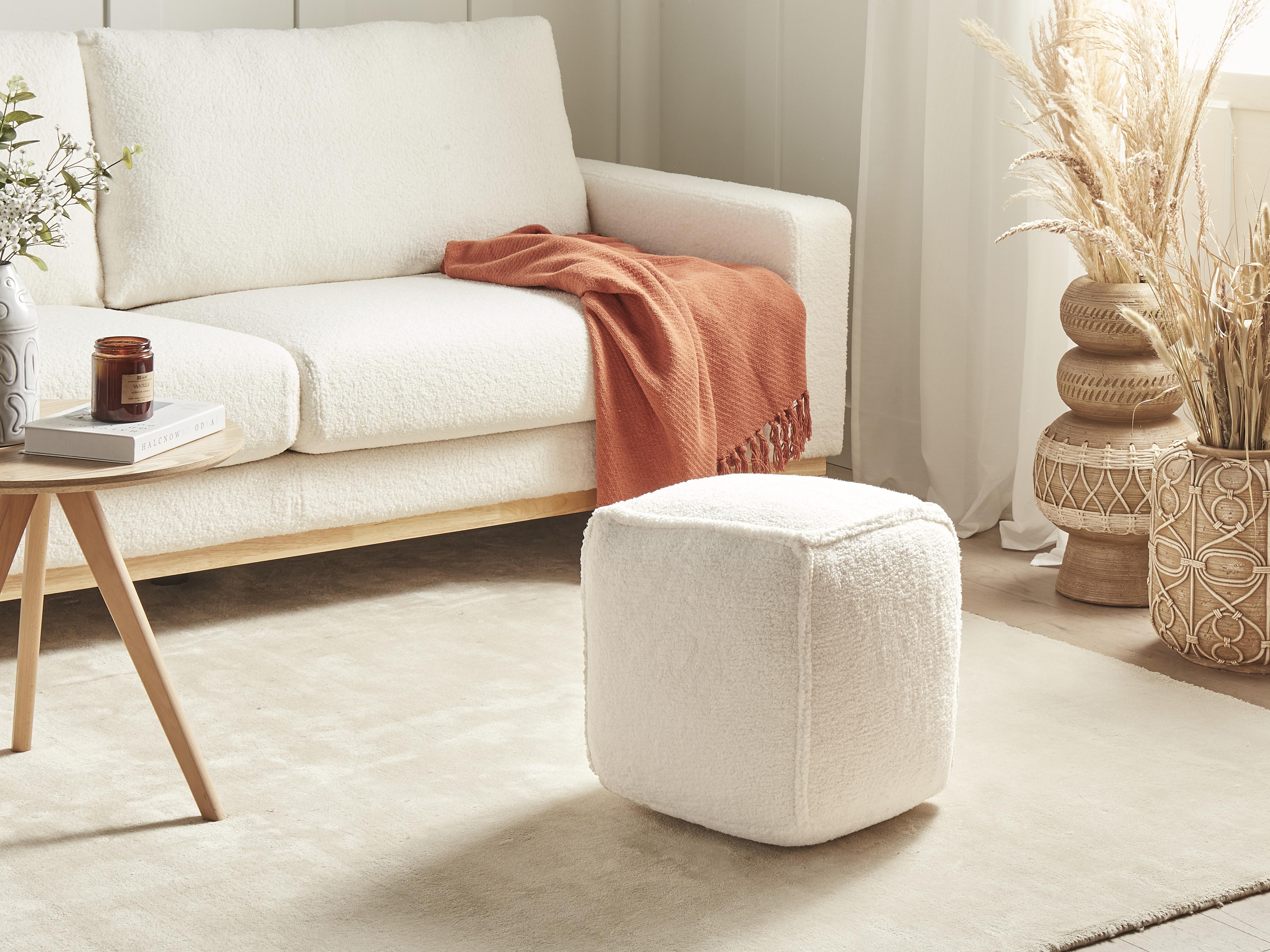 Poef ALIPUR Bouclé Lichtbeige