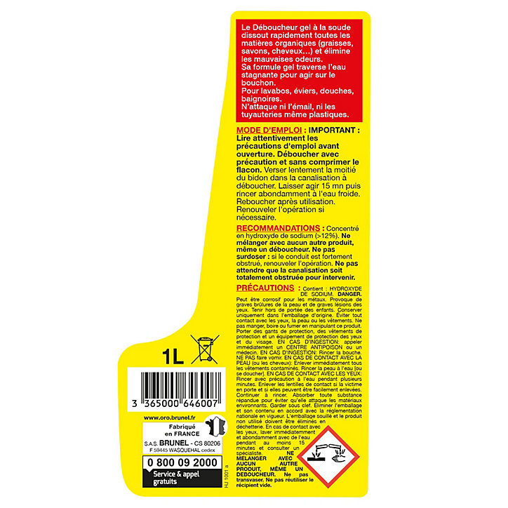 Débouch'tout Express gel Liquide 1L Oro