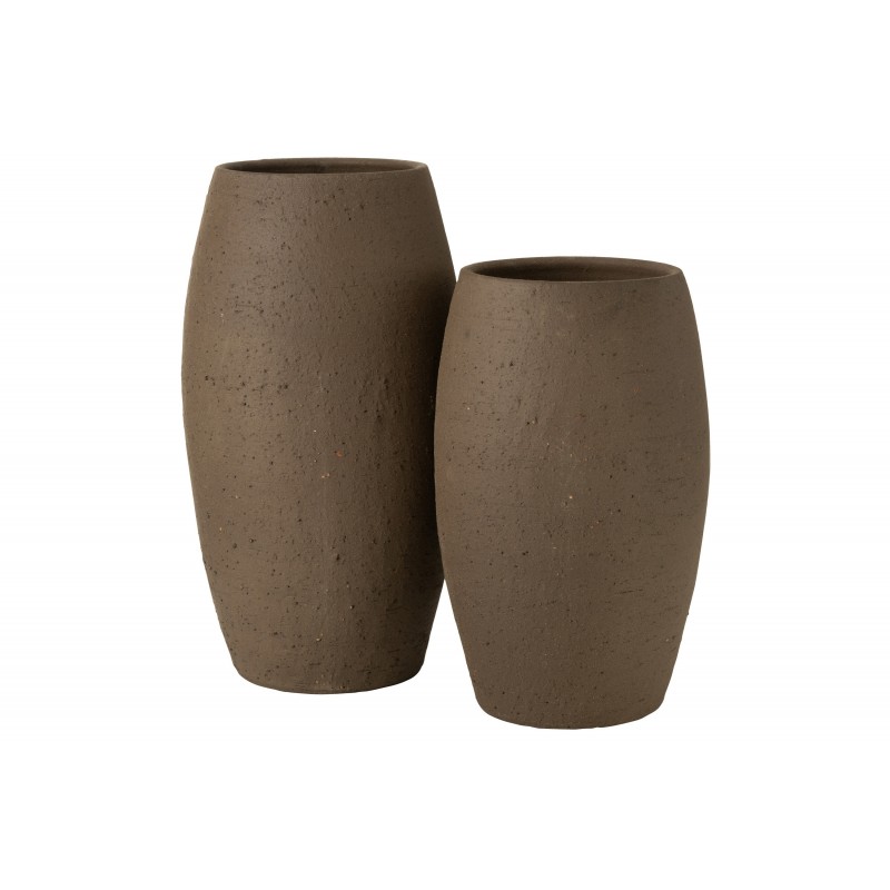 Vase en céramique marron 28x28x50 cm