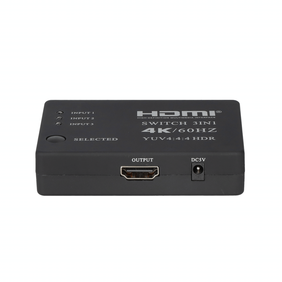 3-fach HDMI 4K Hub Verteiler Switch Audio Video Konverter mit Fernbedienung - Schwarz