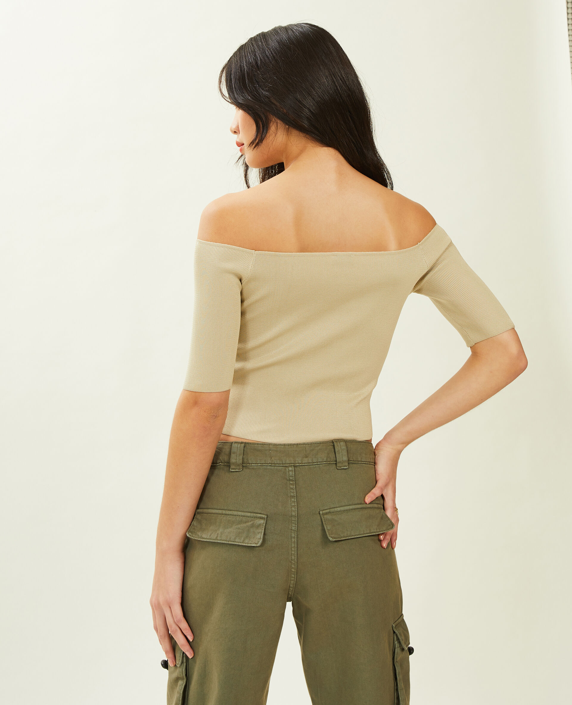Top encolure Bardot - Sable