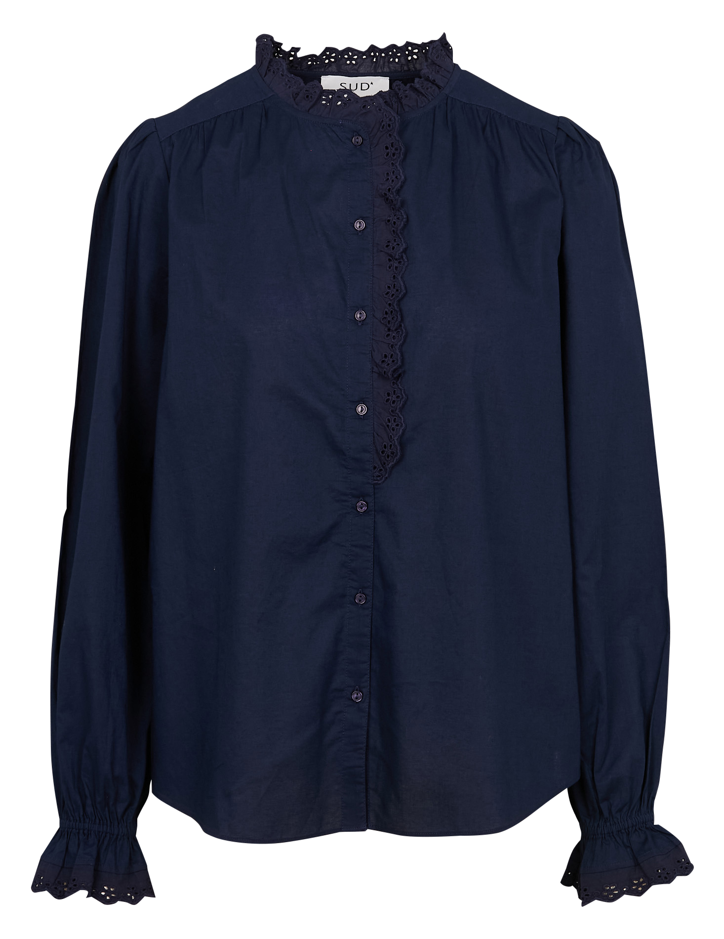 CAMILLIE - Blouse à volants en coton | Bleu