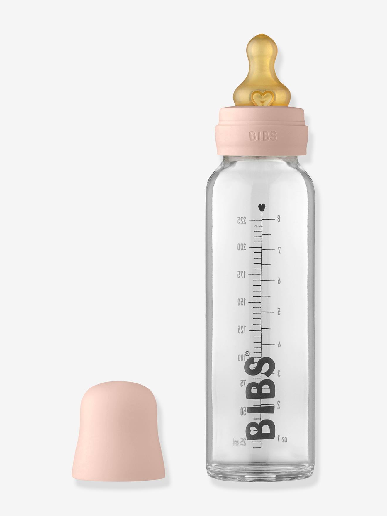 Mamadeira de vidro rosa BIBS de 225ml