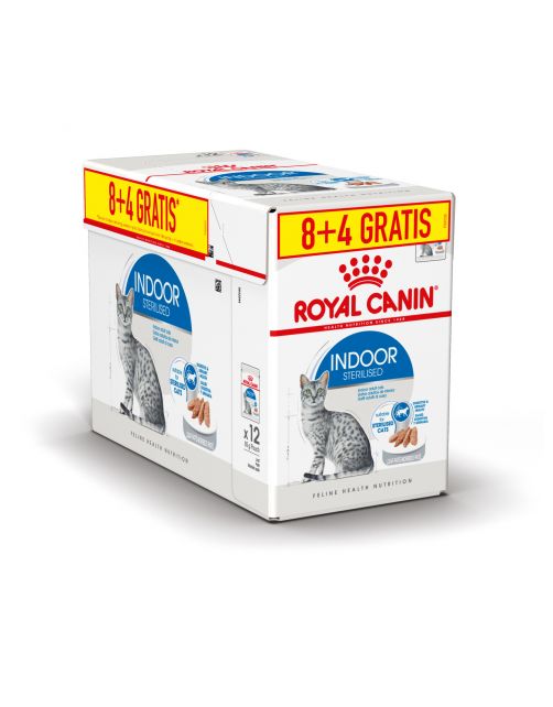 Royal Canin Indoor In Gravy 8+4 Gratis - Kattenvoer - 85 g Bonuspack