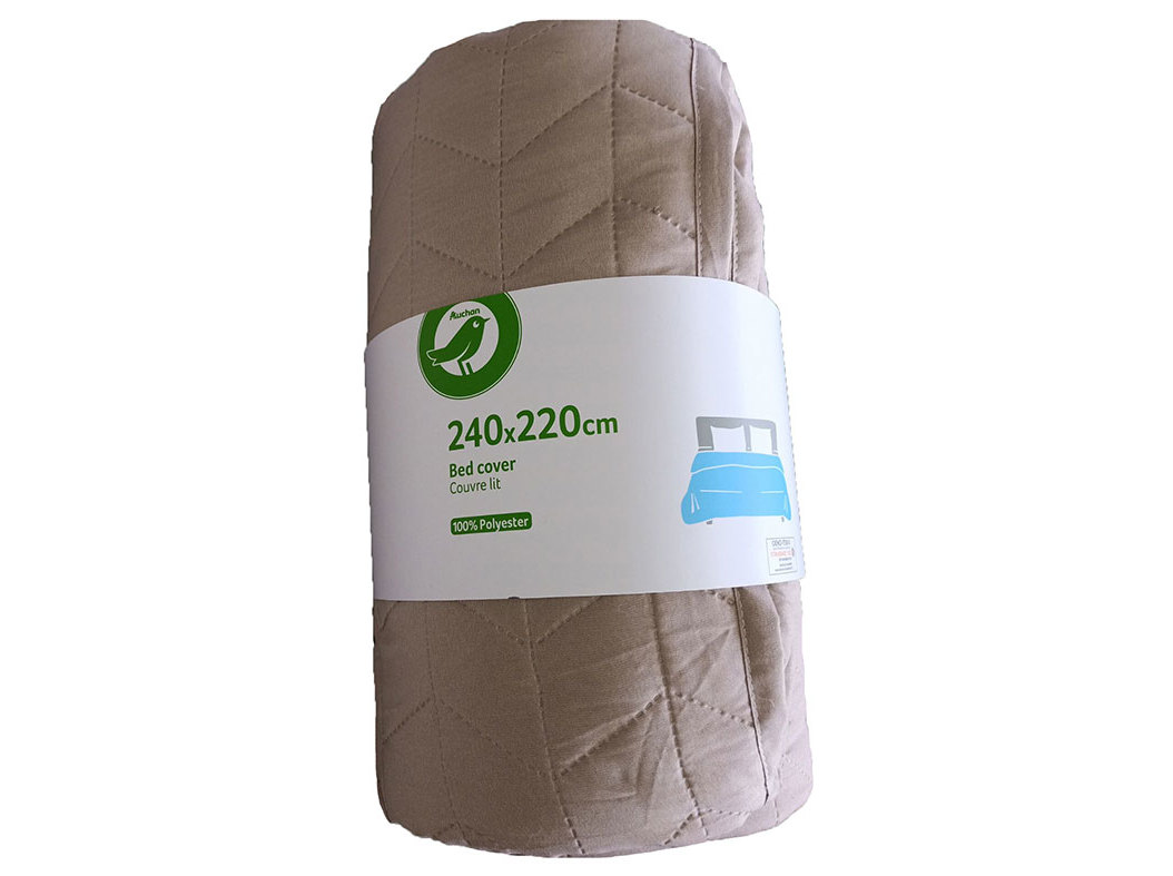 COLCHA MICROFIBRA AUCHAN ESSENCIAL TAUPE 240X220CM