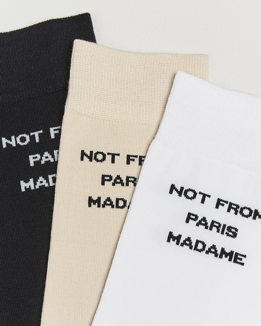 Drôle de Monsieur 3-Pack Slogan Socks Black/White/Mastic