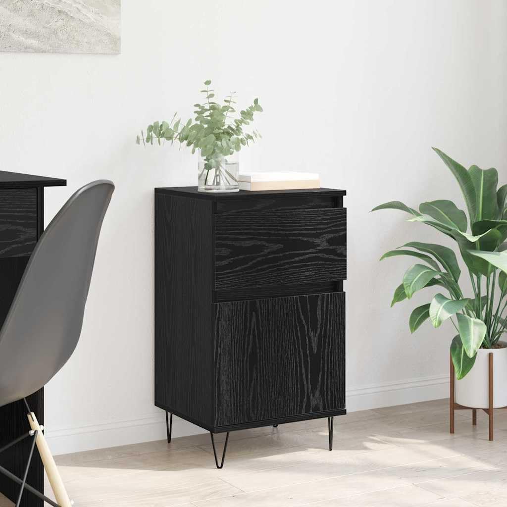 Sideboard Schwarz Eichen-Optik, 35x40x70 cm Holzwerkstoff, moderner Flurschrank mit Schublade, minimalistischer Aufbewahrungsschrank für Wohnzimmer