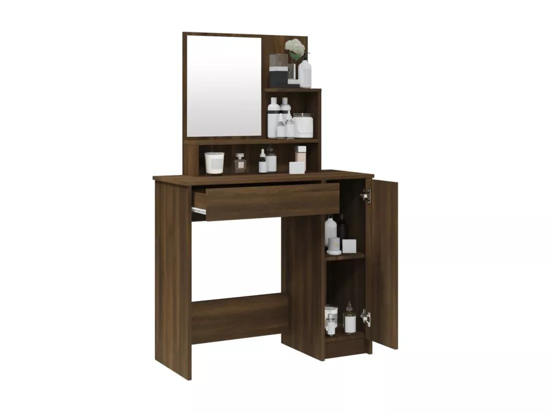 Coiffeuse avec miroir Chêne marron 86,5x35x136 cm