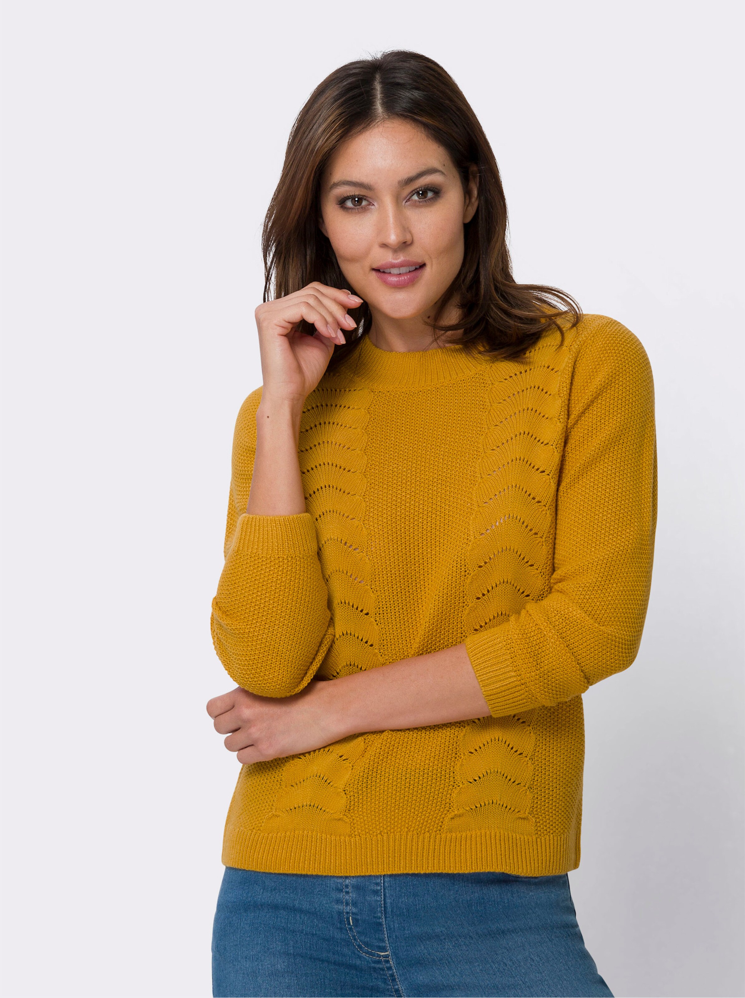 Langarm-Pullover mit Strickmuster