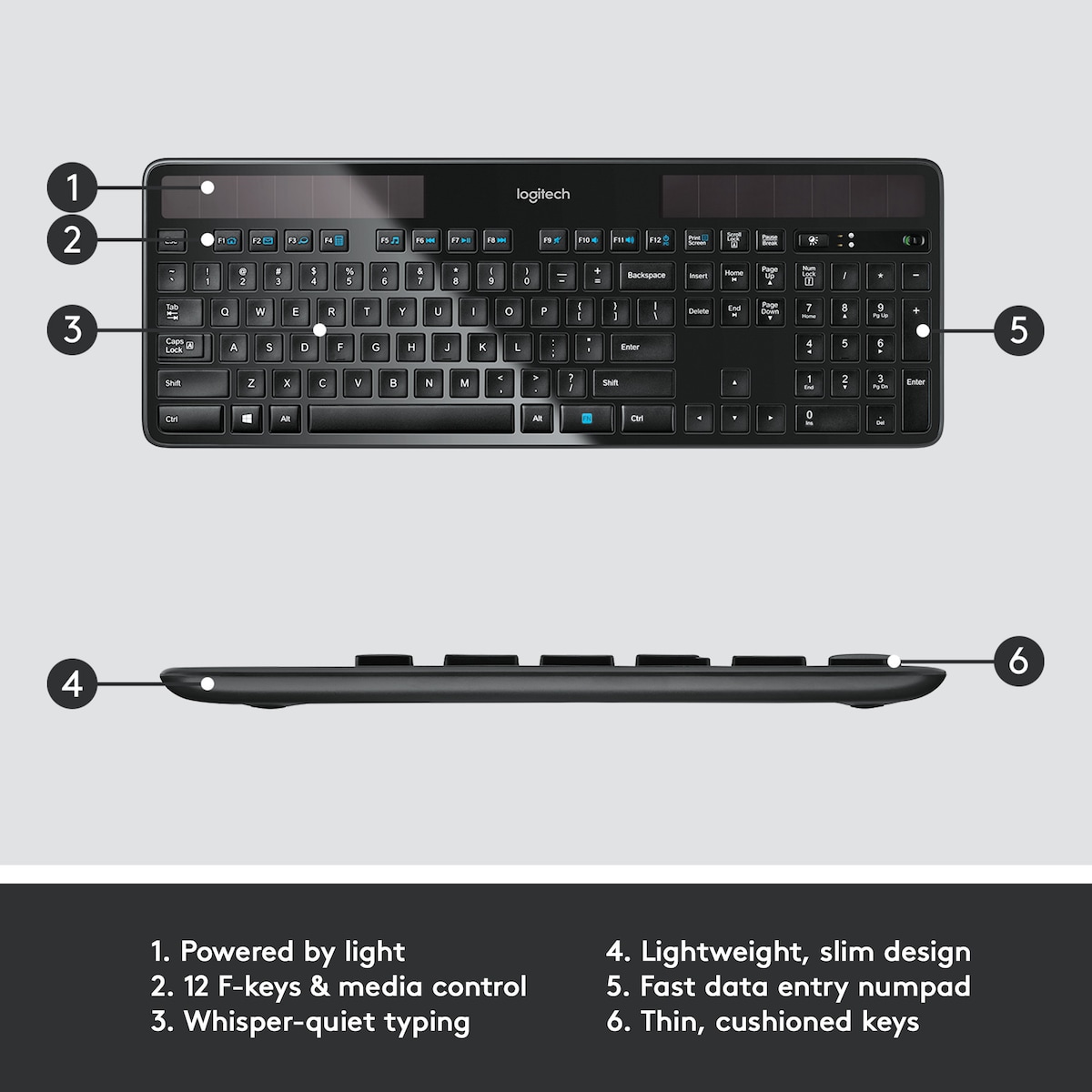 Logitech K750 trådløst solcelle-tastatur