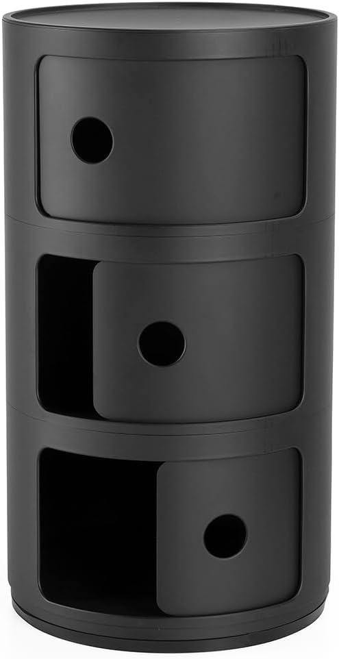 Kartell Componibili Recycled, Container 3-fächer, Matt-schwarz