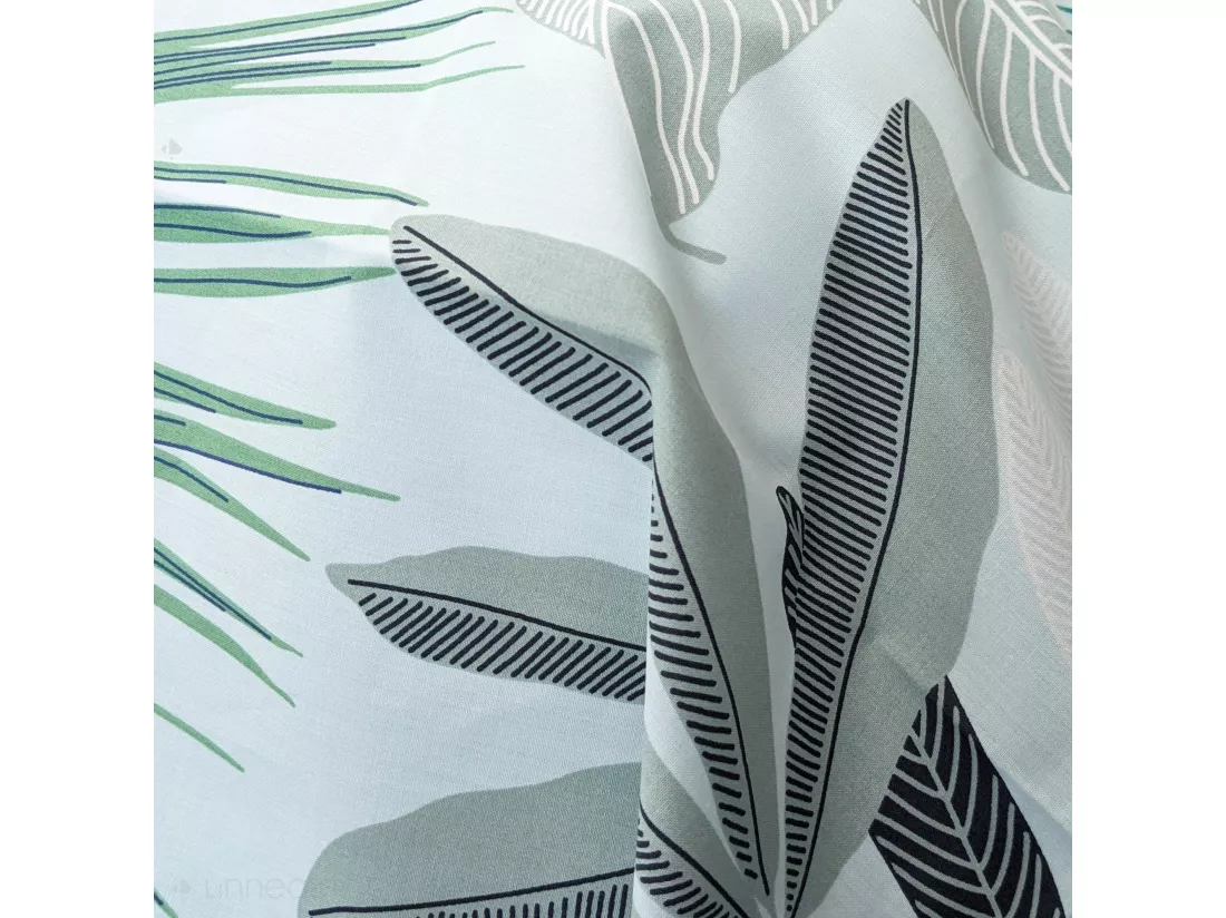 Taie de traversin 240x43 cm percale de coton MOOREA PACIFIC bleu/vert
