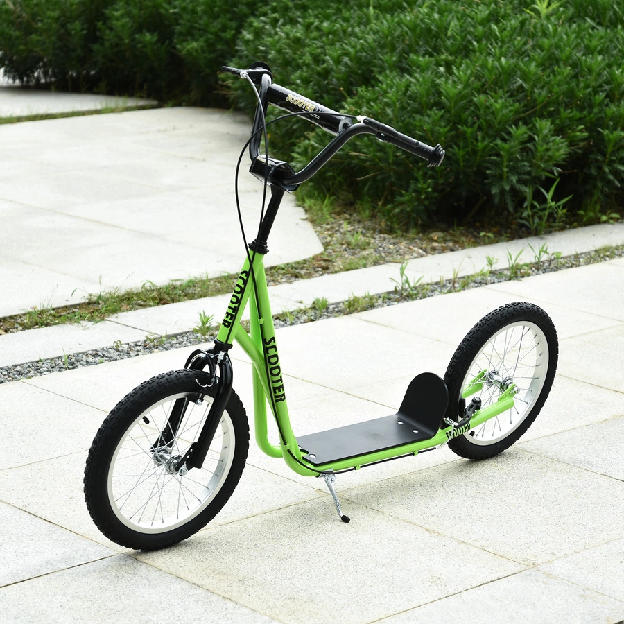 HOMCOM Kinderscooter mit Handbremse grün