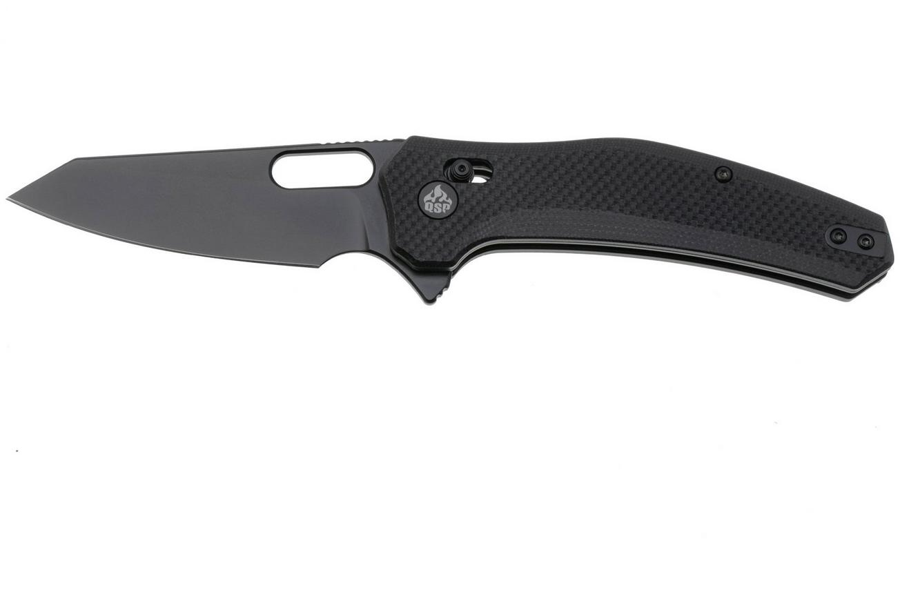 QSP Knife Emu 164-C2, Black 14C28N, Black Coarse G10, zakmes