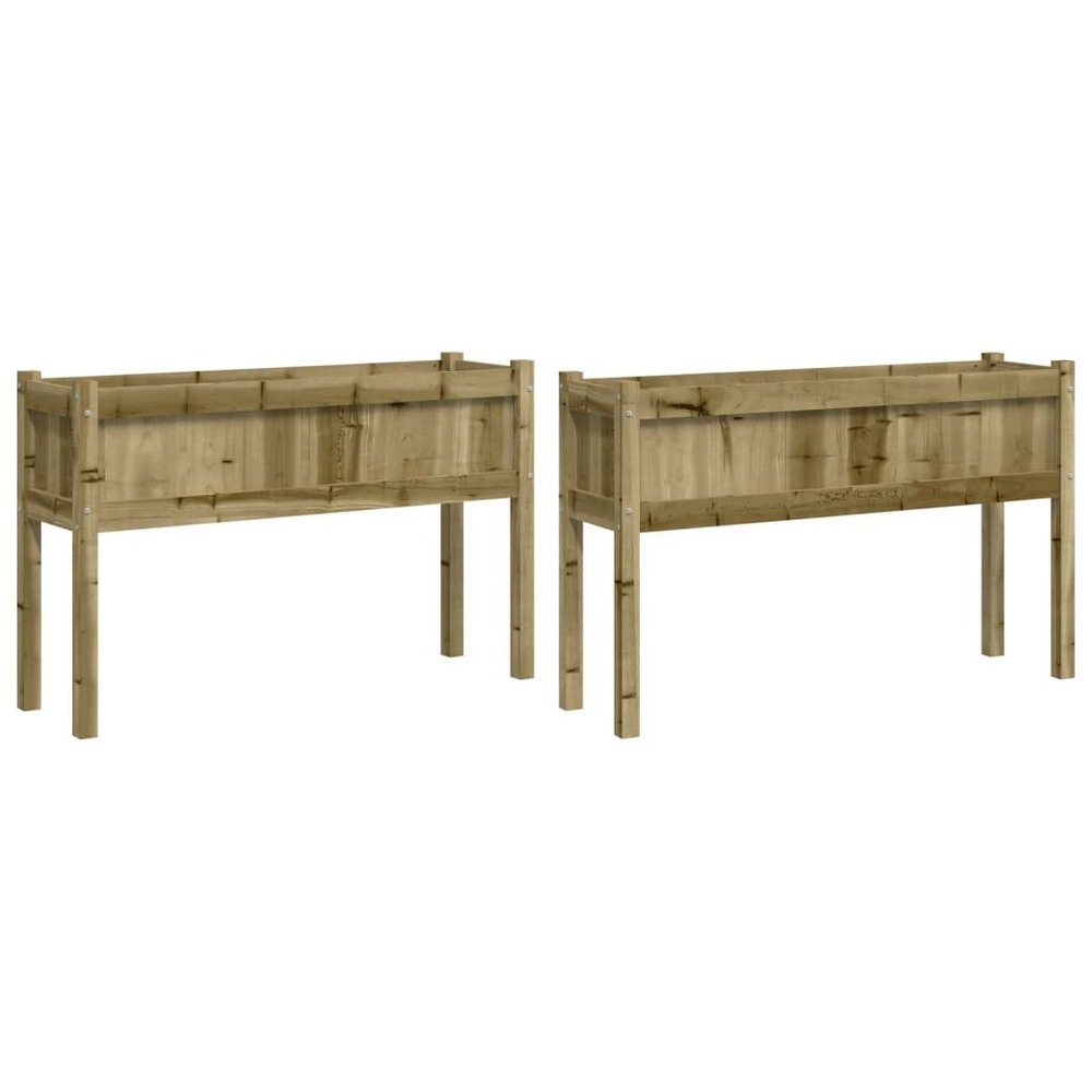 Jardinières 2 pcs avec pieds bois de pin imprégné