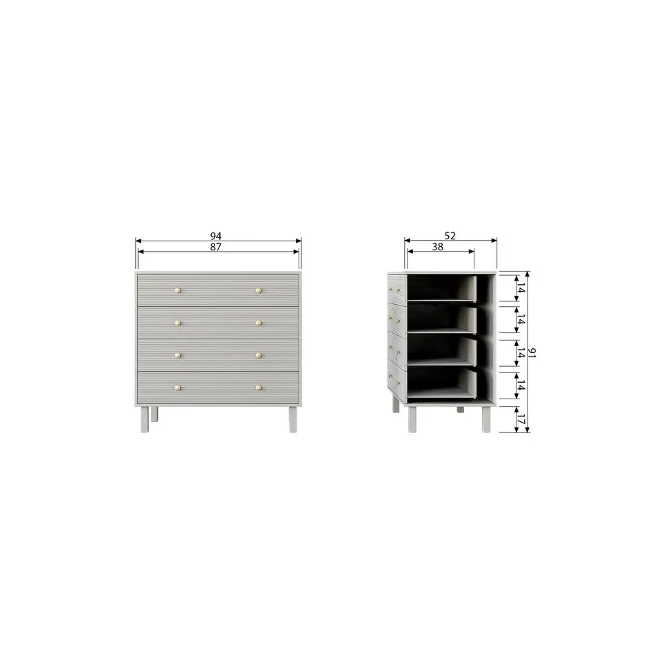WOOOD Madu Ladekast - Grenen - Wolkengrijs - 91x94x52