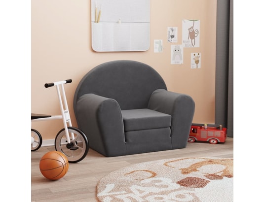 VIDAXL - Chambre bébé Canapé-lit pour enfants anthracite peluche douce