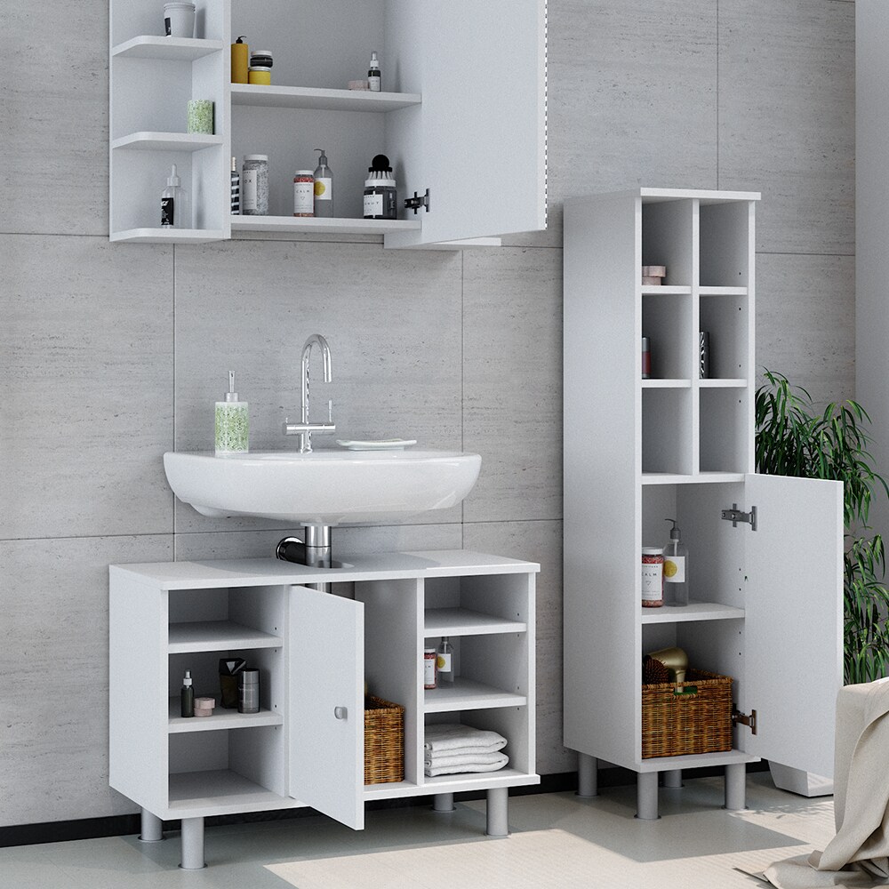 Vicco Badmöbel Set Fynn Spiegelschrank Waschbeckenunterschrank Hochschrank Bad