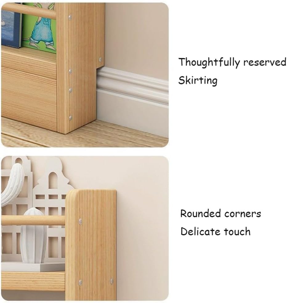 Schmales Bücherregal aus Massivholz Displayregal für Schlafzimmer Wohnzimmer Zuhause Büro platzsparender Boden-Bücherschrank Organizer Aufbewahrung mit schmalem 10cm Design wandmontiertes Regal hinter