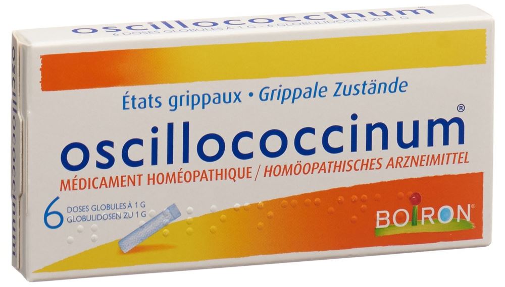 OSCILLOCOCCINUM Glob Fl 1 Dos<br>6 × 1 Dosis, Flasche, Streukügelchen
