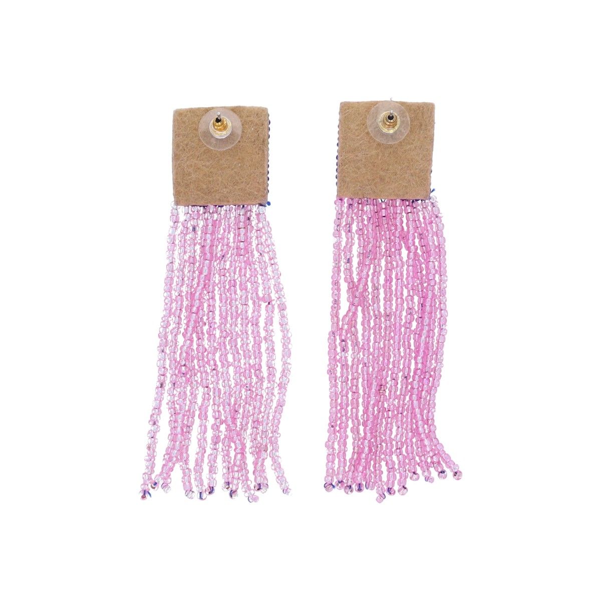 Boucles d'oreilles en perles carré or et rose Pondie Chérie