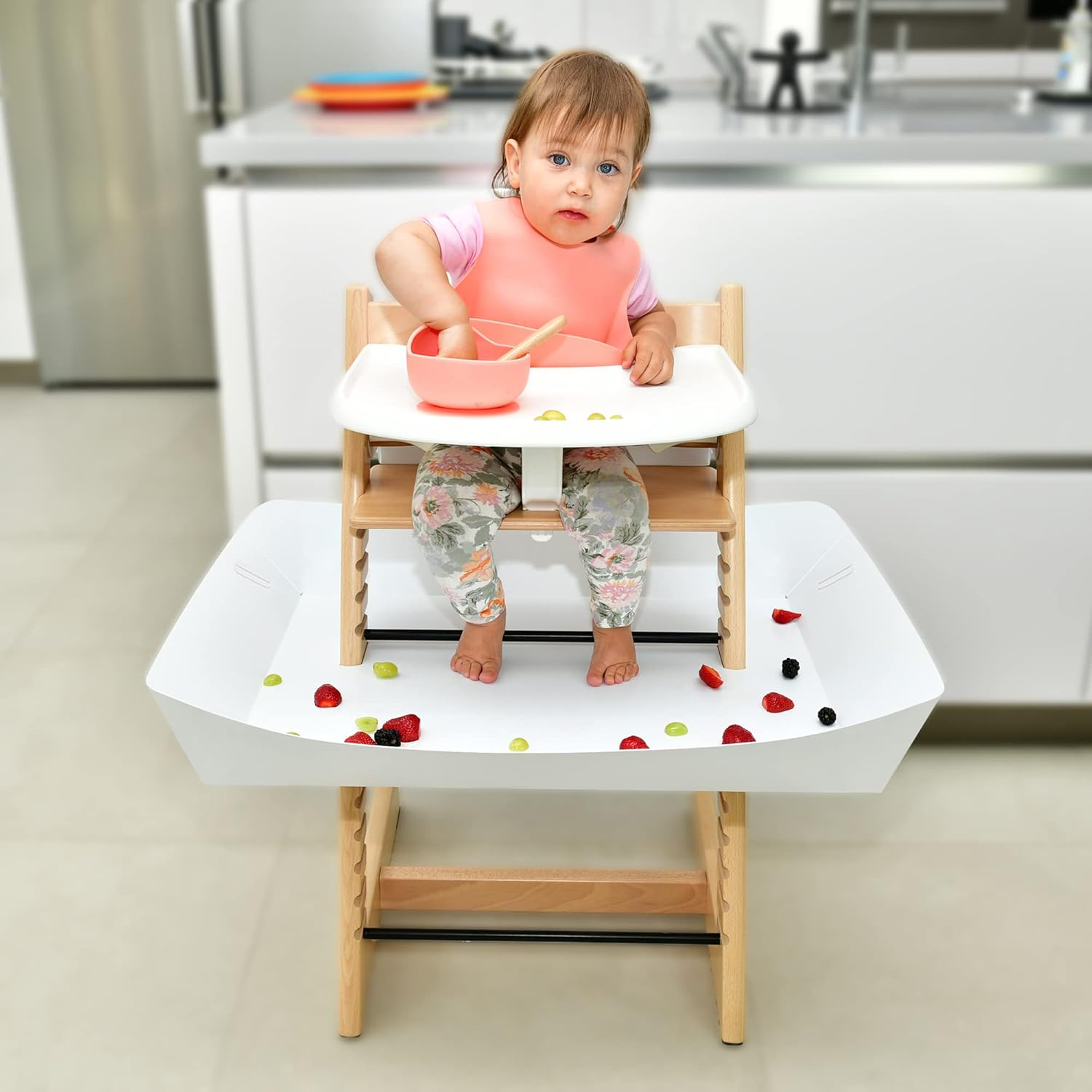 (625x485mm) Baby Hochstuhl Lebensmittel Auffangbehälter Kinder Sitz Auffang Schale Aufbewahrungsfach - Weiss