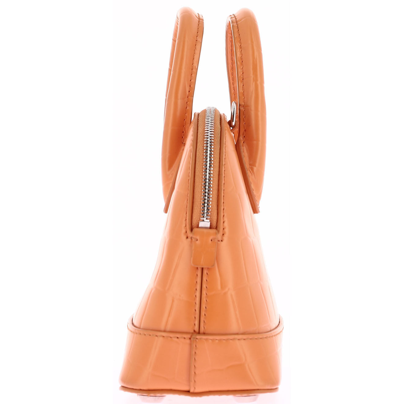 Balenciaga Sac bandoulière en Cuir croco Ville XXS orange - Très bon état - Longueur 18 cm