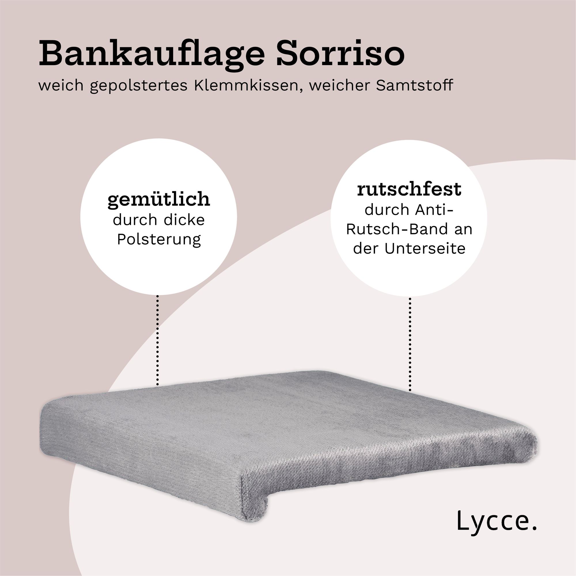 Lycce Klemmkissen / Sitzkissen Samt SORRISO mit 1 Leiste