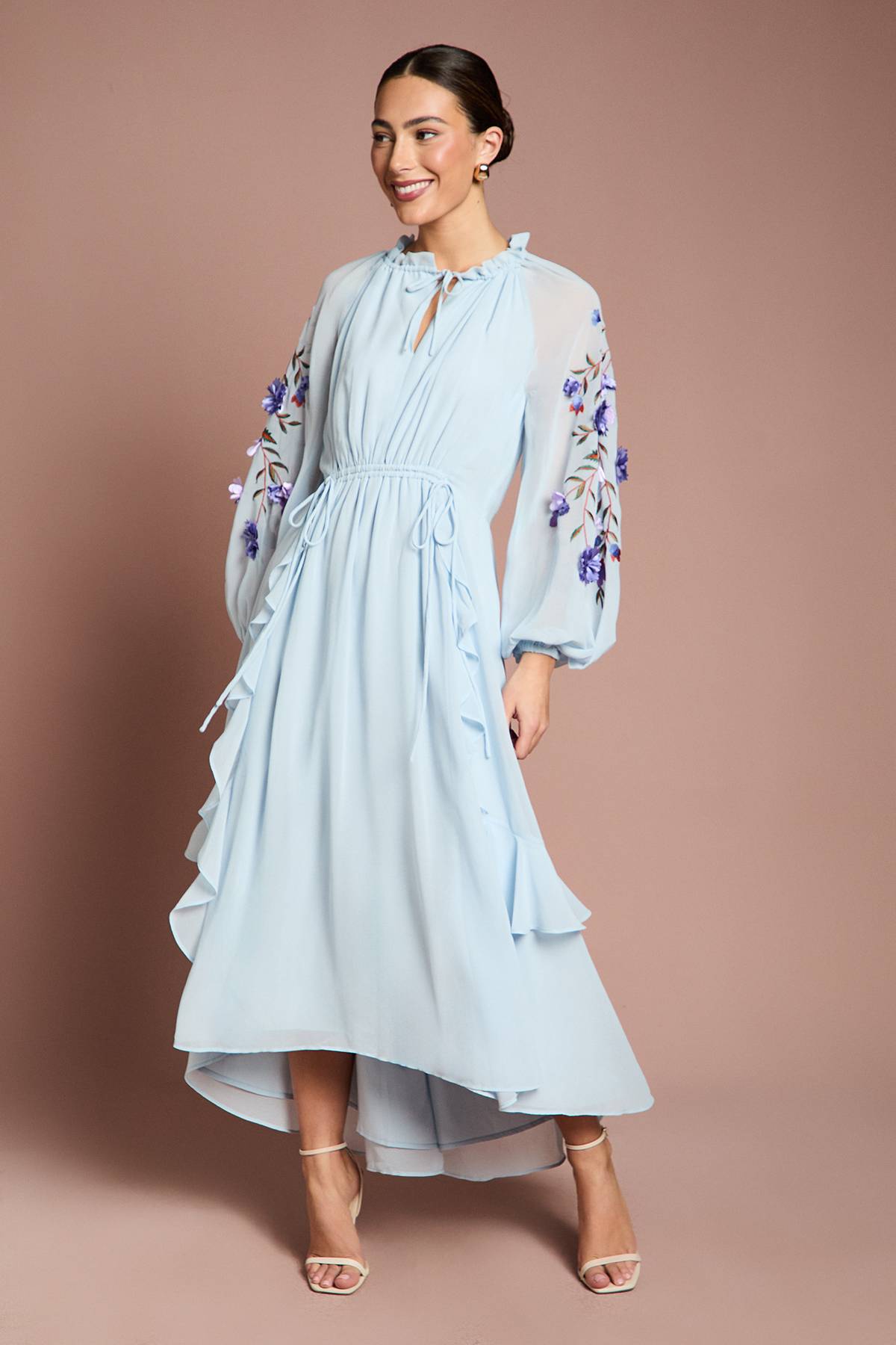 Coast Robe Midi À Détails Froncés Et Fleurs 3D