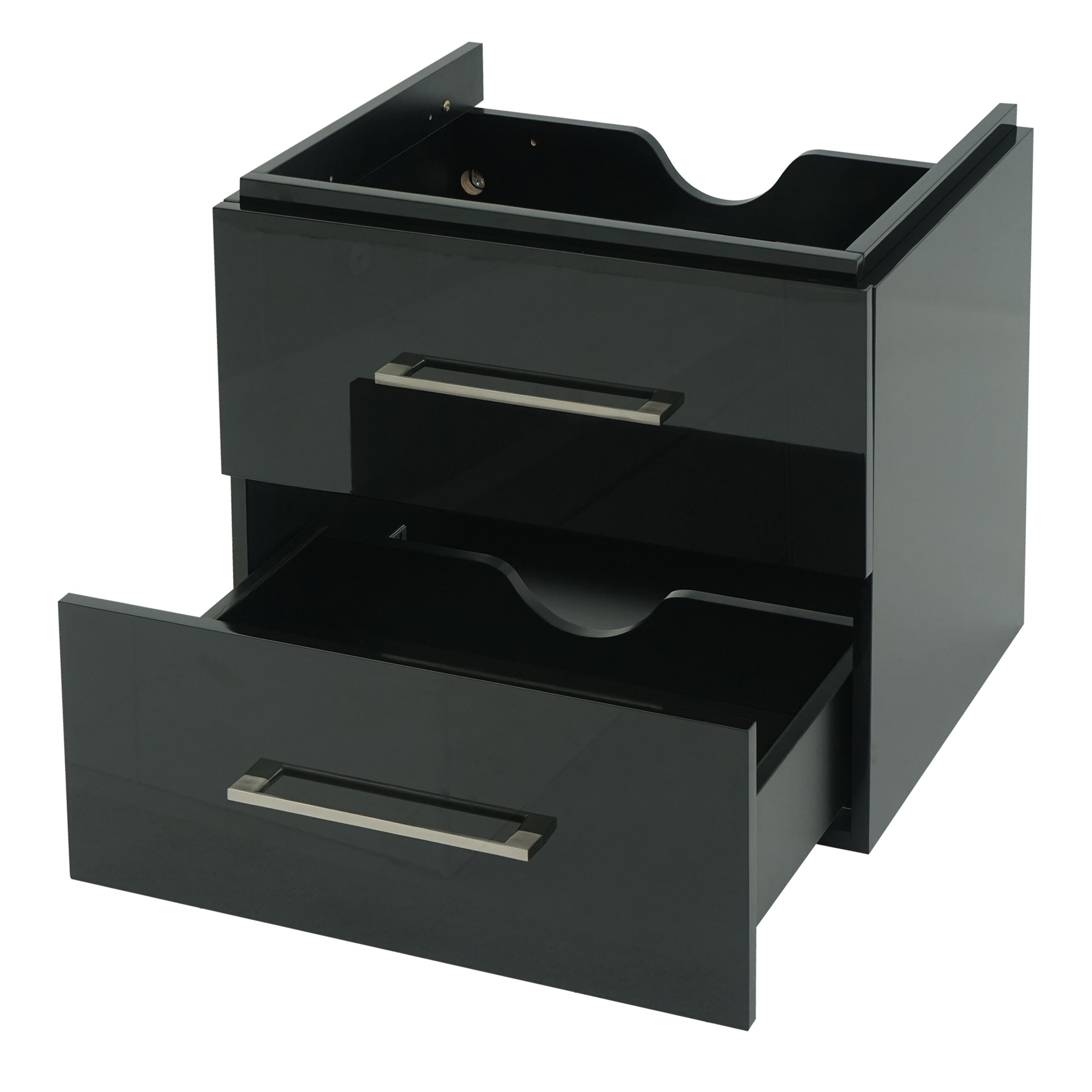 Premium Waschbeckenunterschrank MCW-D16, Waschtischunterschrank Waschtisch Badmöbel, hochglanz 60cm ~ schwarz