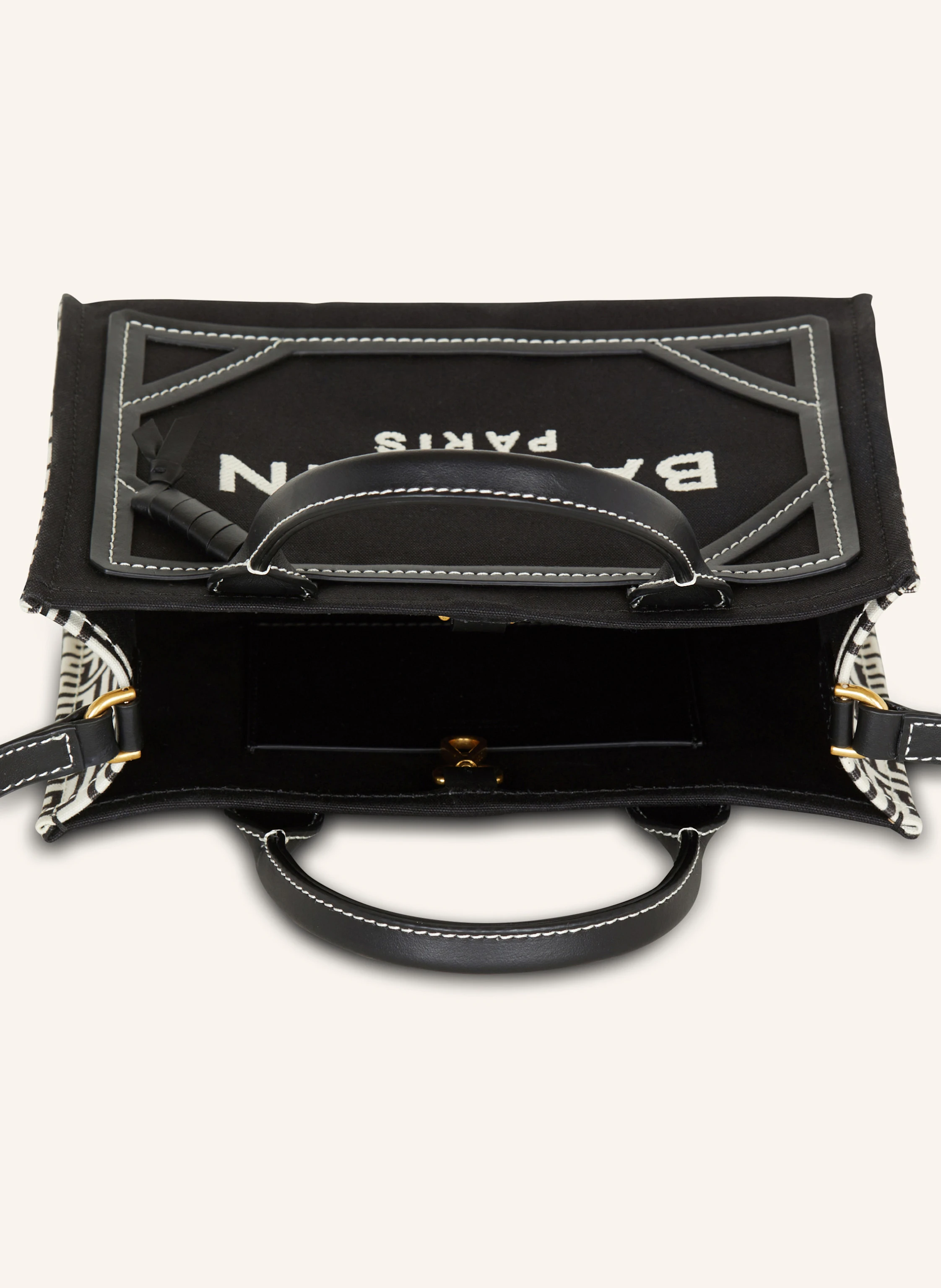 BALMAIN Shopper B-Army aus Monogramm-Canvas und Glattleder