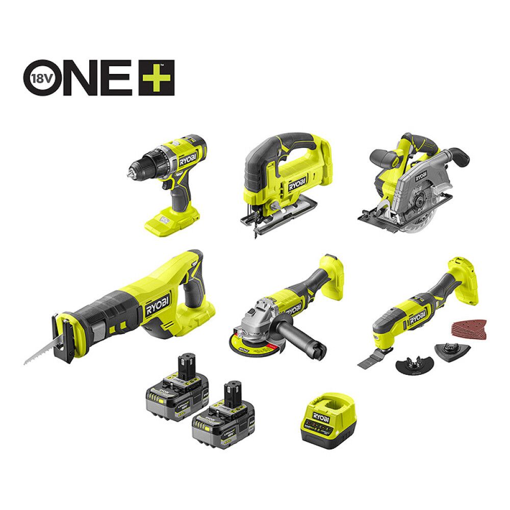 VERKTØYPAKKE RYOBI R18CK6 ONE+ 18V 2X4,0AH