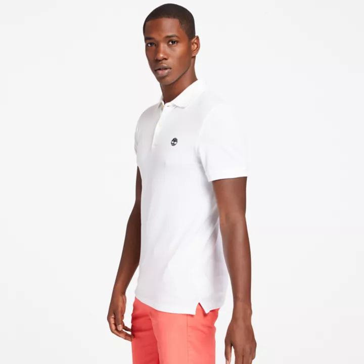 Polo stretch Merrymeeting River pour homme en blanc