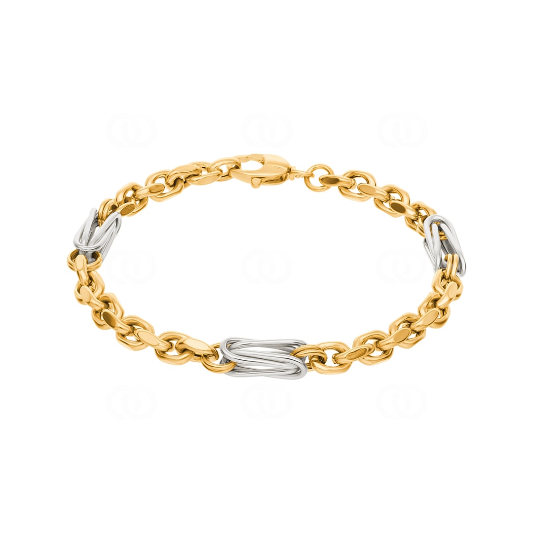 6.0mm Fantasiearmband 750/18 K Gelb-/ Weissgold halbmassiv