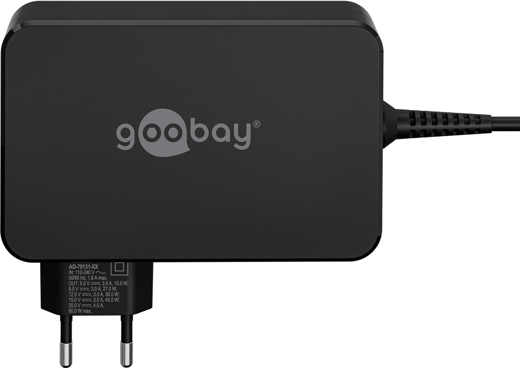 (90W) USB C Ladegerät Laptop Netzteil Power Delivery 2.0 (65420) - Schwarz