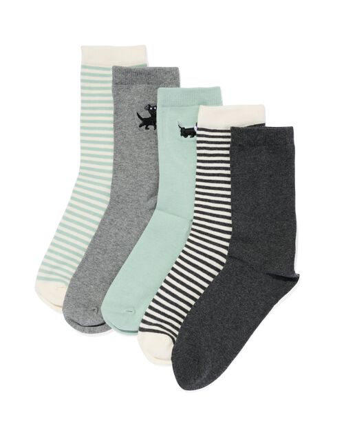 chaussettes Takkie à rayure en coton - 5 paires bleu clair