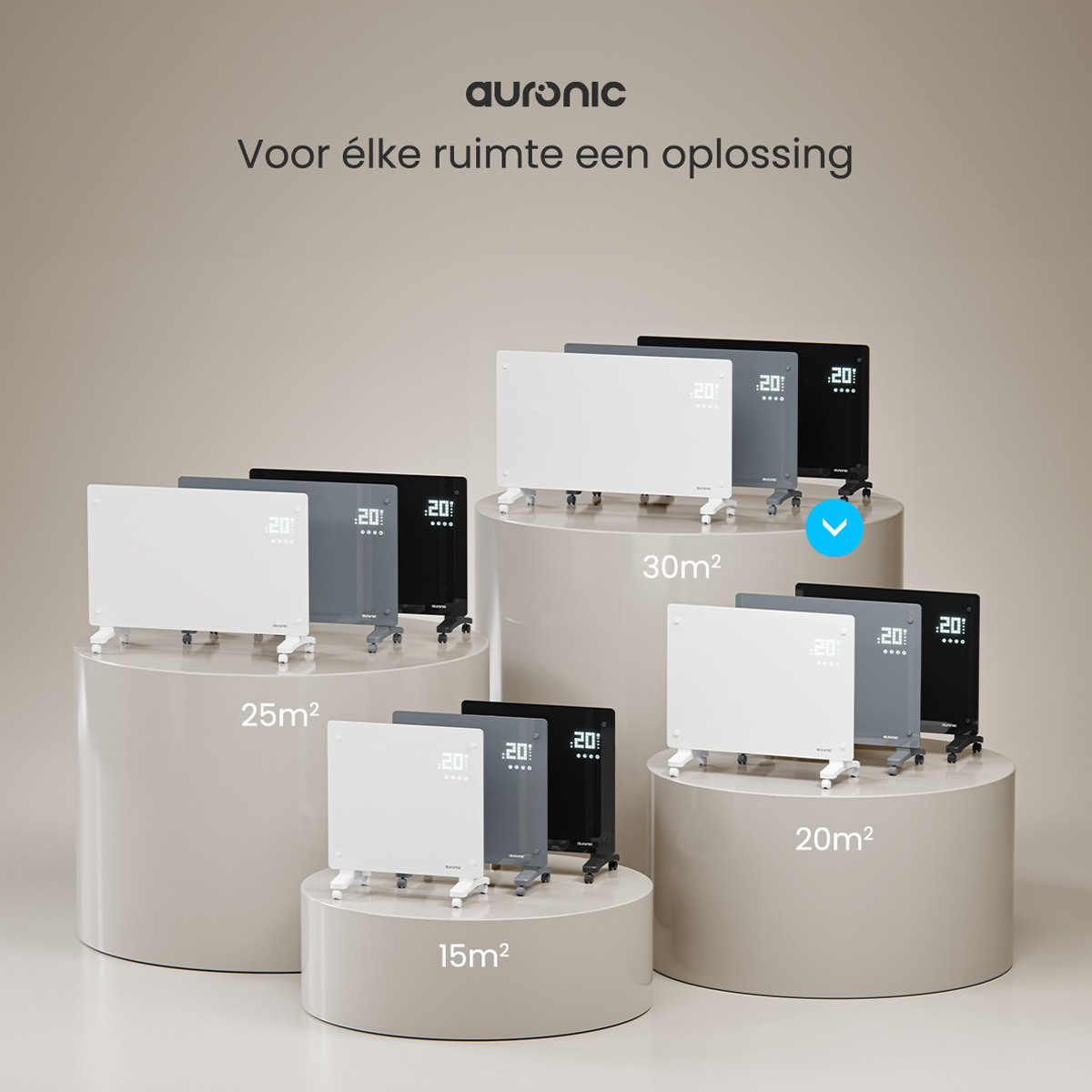 Auronic 1500 watt glazen paneel kachel - Grey