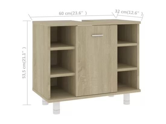 Armoire de salle de bain Chêne sonoma Bois d'ingénierie