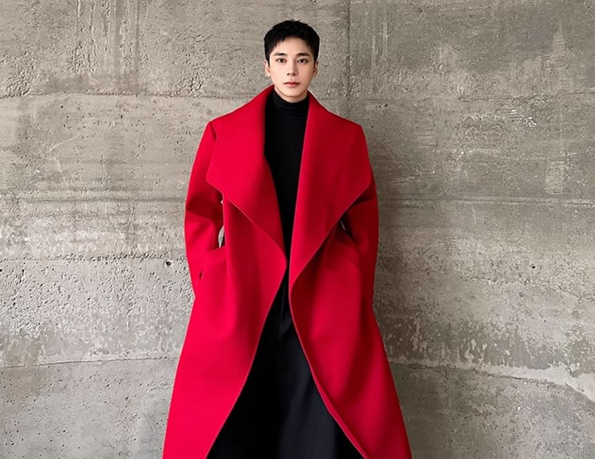 Freehop - Trenchcoat met lange mouwen en effen kleur