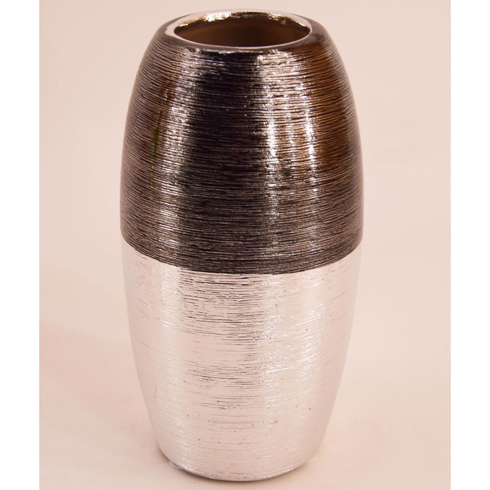 Vase - Keramik - silber-schwarz - 20 cm