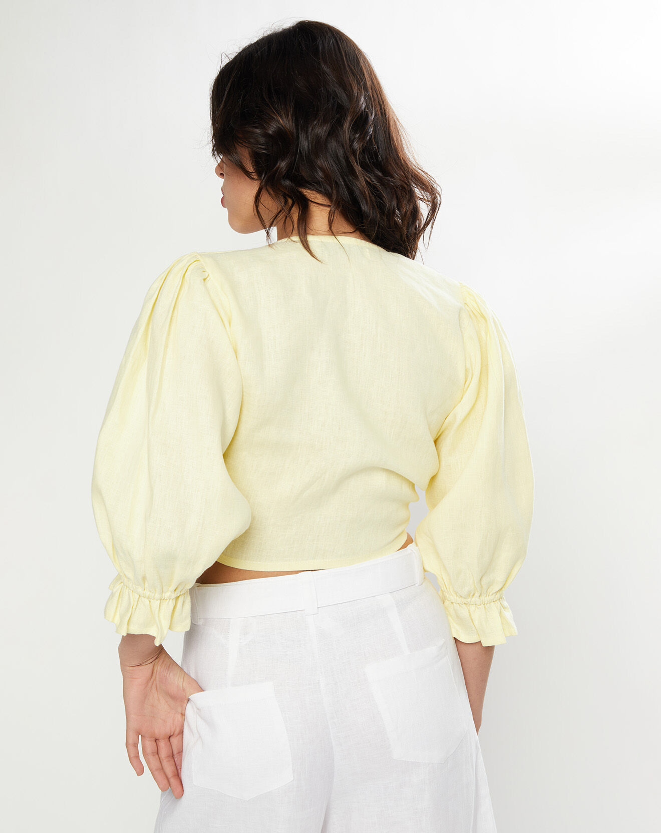 Faithfull the Brand Top 100% Lin Jacinta jaune
